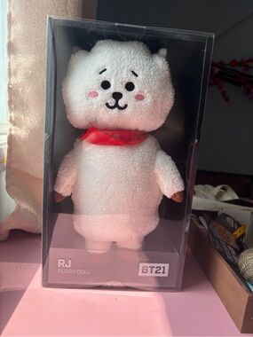BT21 RJ White Plush Doll with Red Scarf